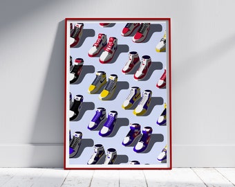 Air Jordan Sneaker Wall Art, Sports Art, Illustration, Unframed, Gift Idea, High Quality Print, Pop art, Contemporary Art