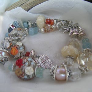 Autumn Tideline Beach Ocean Lampwork Gemstone Two Strand Bracelet image 6