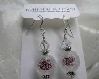 Cranberry Ice Lampwork Dangle Earrings