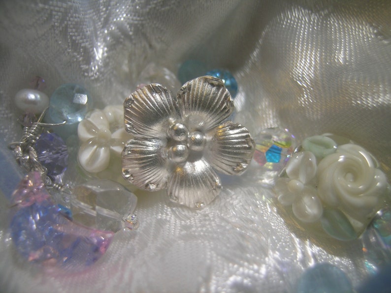 Daphne Spring Garden Aquamarine, Bridal Pastel Artisan Lampwork Gemstone Bracelet image 6
