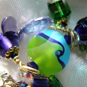 Oslo Harbor Green, Cobalt, Purple, Gemstone, Lampwork Vermeil Gold Charm Bracelet ON CLEARANCE SALE wAS 425 NOw 350 image 3