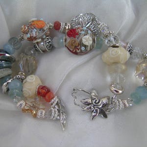 Autumn Tideline Beach Ocean Lampwork Gemstone Two Strand Bracelet image 1