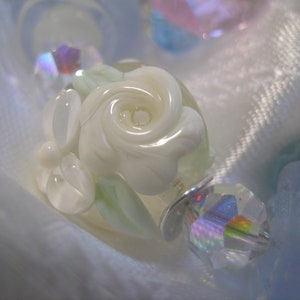 Daphne Spring Garden Aquamarine, Bridal Pastel Artisan Lampwork Gemstone Bracelet image 3