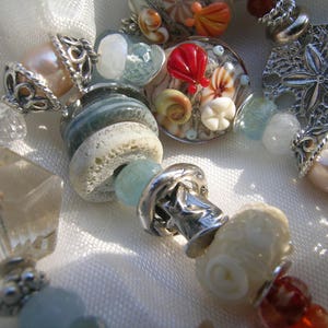 Autumn Tideline Beach Ocean Lampwork Gemstone Two Strand Bracelet image 4