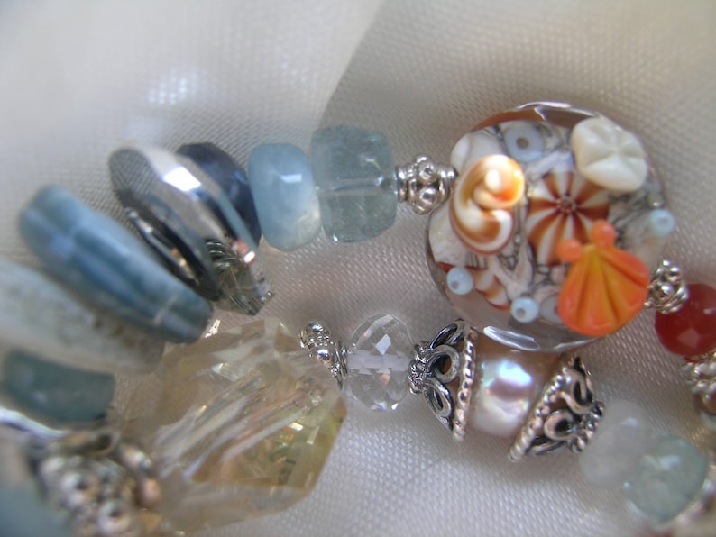 Autumn Tideline Beach Ocean Lampwork Gemstone Two Strand Bracelet image 2