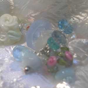 Daphne Spring Garden Aquamarine, Bridal Pastel Artisan Lampwork Gemstone Bracelet image 5
