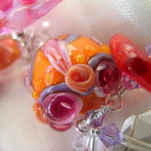 Garden Faerie Queen Handcrafted Bright Floral Lampwork SS & Citrine Bracelet image 4