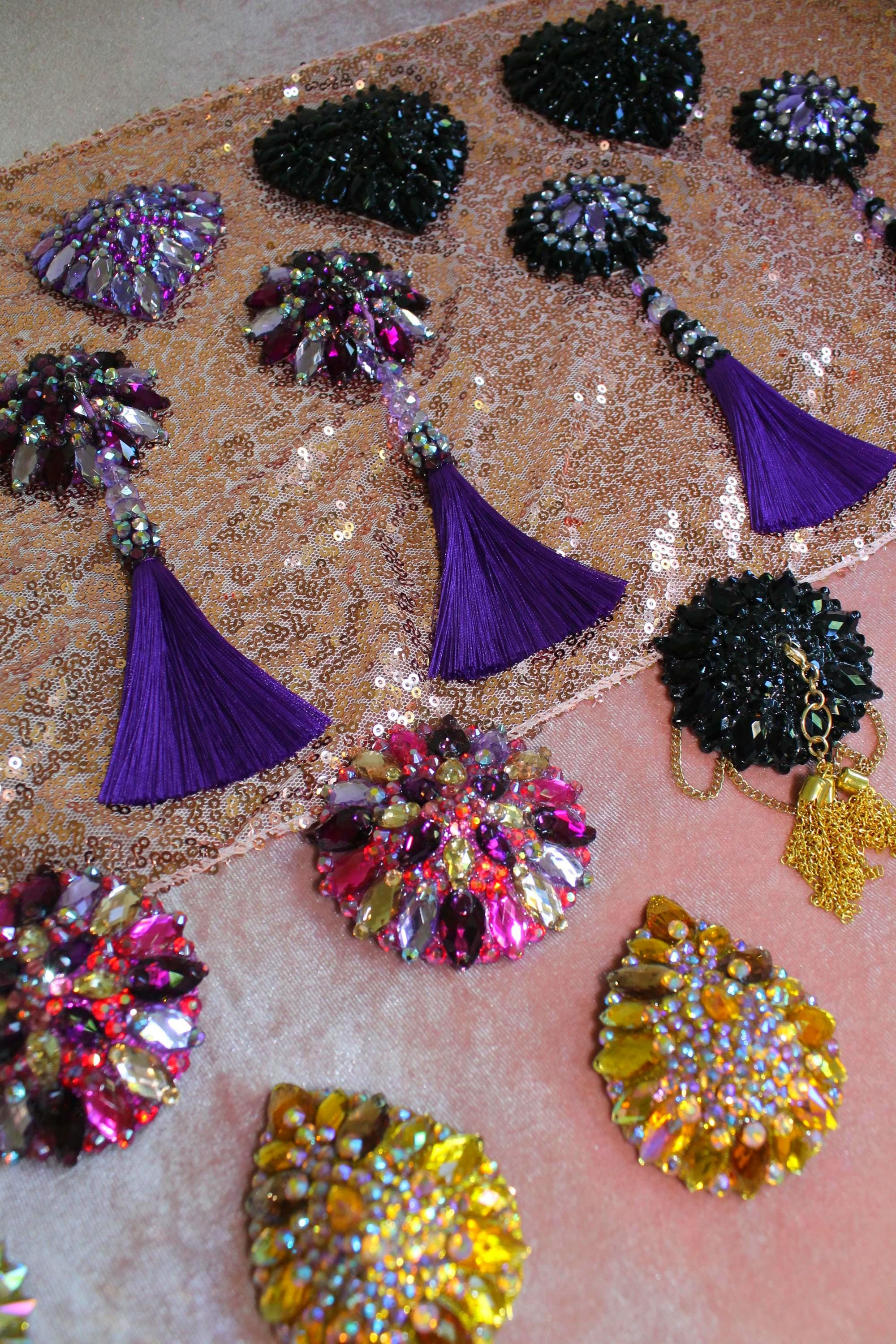 Cache-tétons Burlesques Nipples Pasties - Modèle Ronds Avec épingle Et Chaînes Dorées