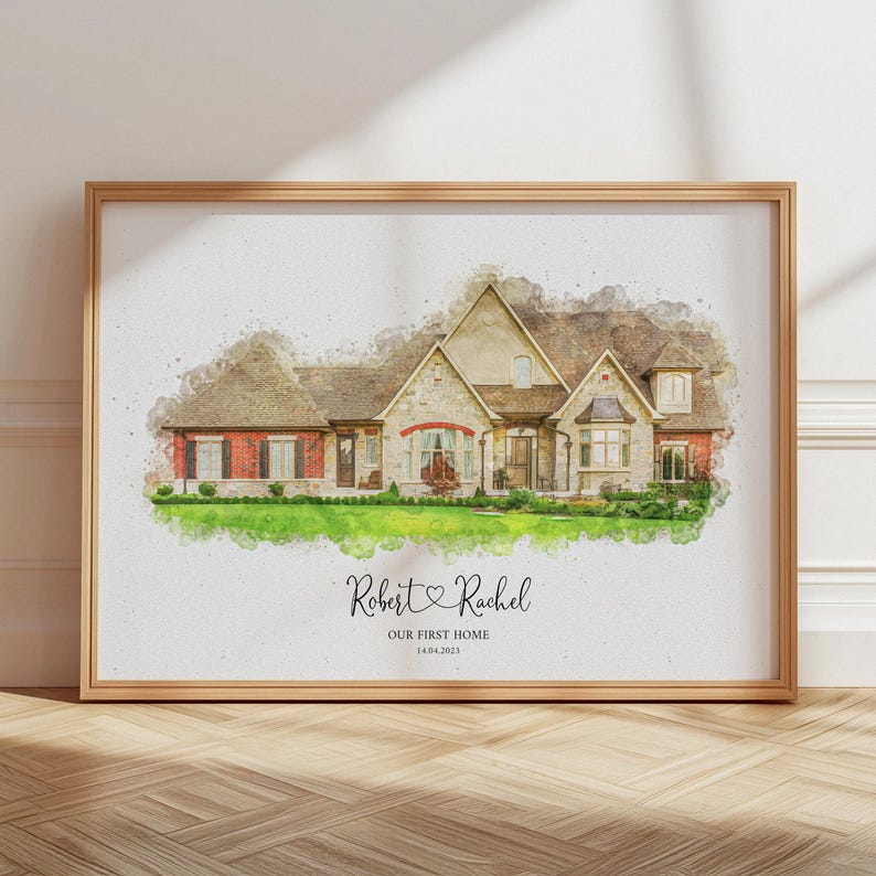 Custom Watercolor Home Portrait, Housewarming Gift - Etsy