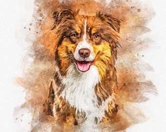 Custom Watercolor Pet Portrait: Personalized Memorial Wall Art