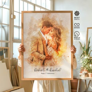 Watercolor Couple Portrait, Custom Anniversary Gift, Romantic Wall Decor, Wedding Keepsake, Watercolor Portrait, Personalized Portrait