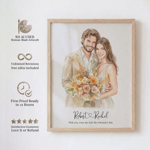 Personalisiertes Aquarell Portrait, Geschenk für Verlobung