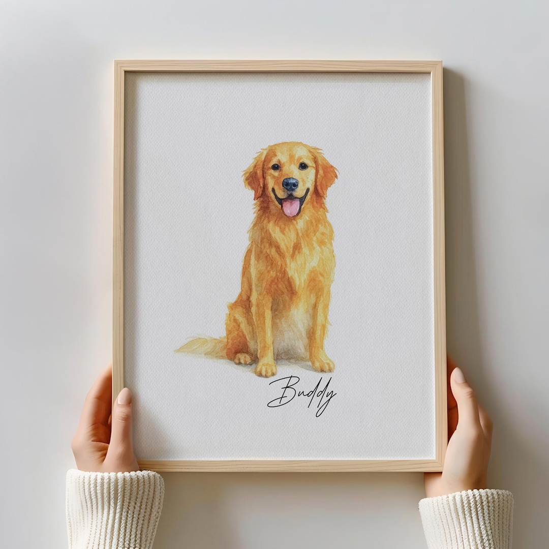 Custom Watercolor Pet Portrait: Dog, Cat Memorial Art - Etsy