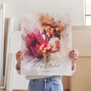 Aquarell Paar Porträt, Benutzerdefinierte Jubiläumsgeschenk, Romantische Wanddekoration, Hochzeitsandenken, Aquarell Porträt, personalisiertes Porträt