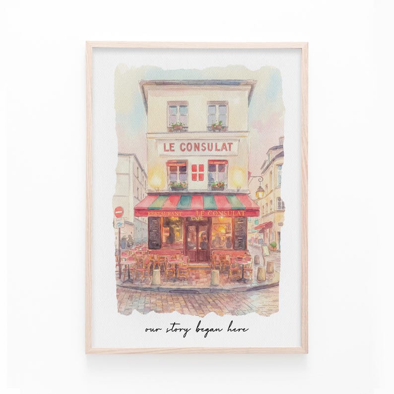 This custom portrait art combines your special place and your love story into a watercolor venue illustration. Designed as a first date gift or anniversary keepsake, it offers a soft, romantic style that makes a perfect Valentine’s Day gift and personalized picture.