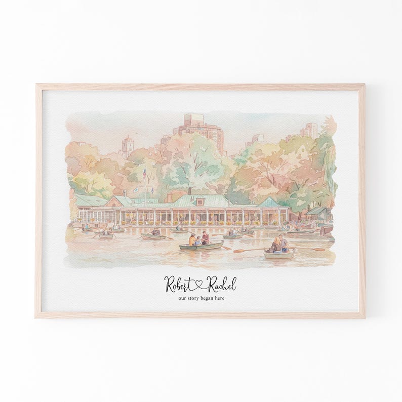This custom watercolor portrait brings your first date venue to life with soft colors and a romantic feel. Personalized with your photo, it becomes a unique couple keepsake and thoughtful gift for her or him, perfect for anniversaries, Valentine’s Day, or special moments.