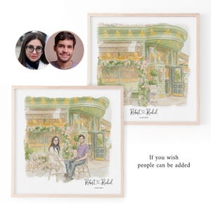 This portrait from photo captures your special place and transforms it into a custom watercolor couple drawing. Designed to reflect your first date memory, it becomes a personalized anniversary keepsake and Valentine’s Day gift that tells your love story through art and gentle watercolor textures.