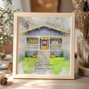 Retrato de casa personalizado, regalo de inauguración de la casa, pintura de casa, regalo de agente inmobiliario, pintura de acuarela para el hogar, letrero de nuestra primera casa, impresión de casa