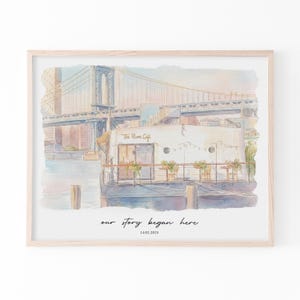 A custom watercolor portrait capturing your special venue and your connection as a couple. This portrait from photo becomes a timeless piece of art, ideal for first date gifts, anniversary surprises, or Valentine’s Day gifts that celebrate your story.