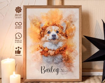 Custom Watercolor Pet Portrait: Personalized Wall Art