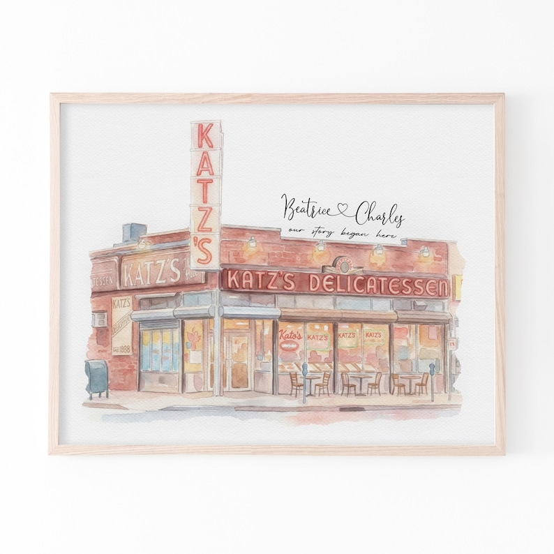 A custom portrait from photo designed around your first date venue. This romantic watercolor illustration turns your memory into meaningful wall art, perfect as a Valentine’s Day gift, anniversary keepsake, or special surprise for couples.