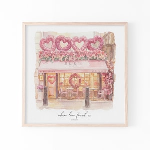 A hand-styled watercolor couple portrait based on your favorite memory and venue. This portrait venue print transforms your story into meaningful wall art, ideal as a Valentine’s Day gift, anniversary keepsake, or romantic surprise for couples who love personalized artwork.