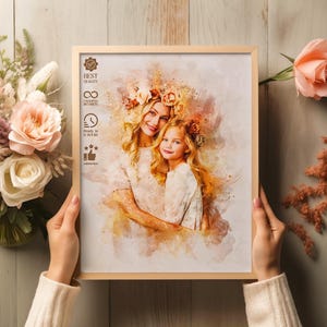 Moederdagcadeau, aangepast moederportret, gepersonaliseerd aquarelportret, cadeau voor moeder, cadeau voor haar, gepersonaliseerd cadeau, aquareltekening