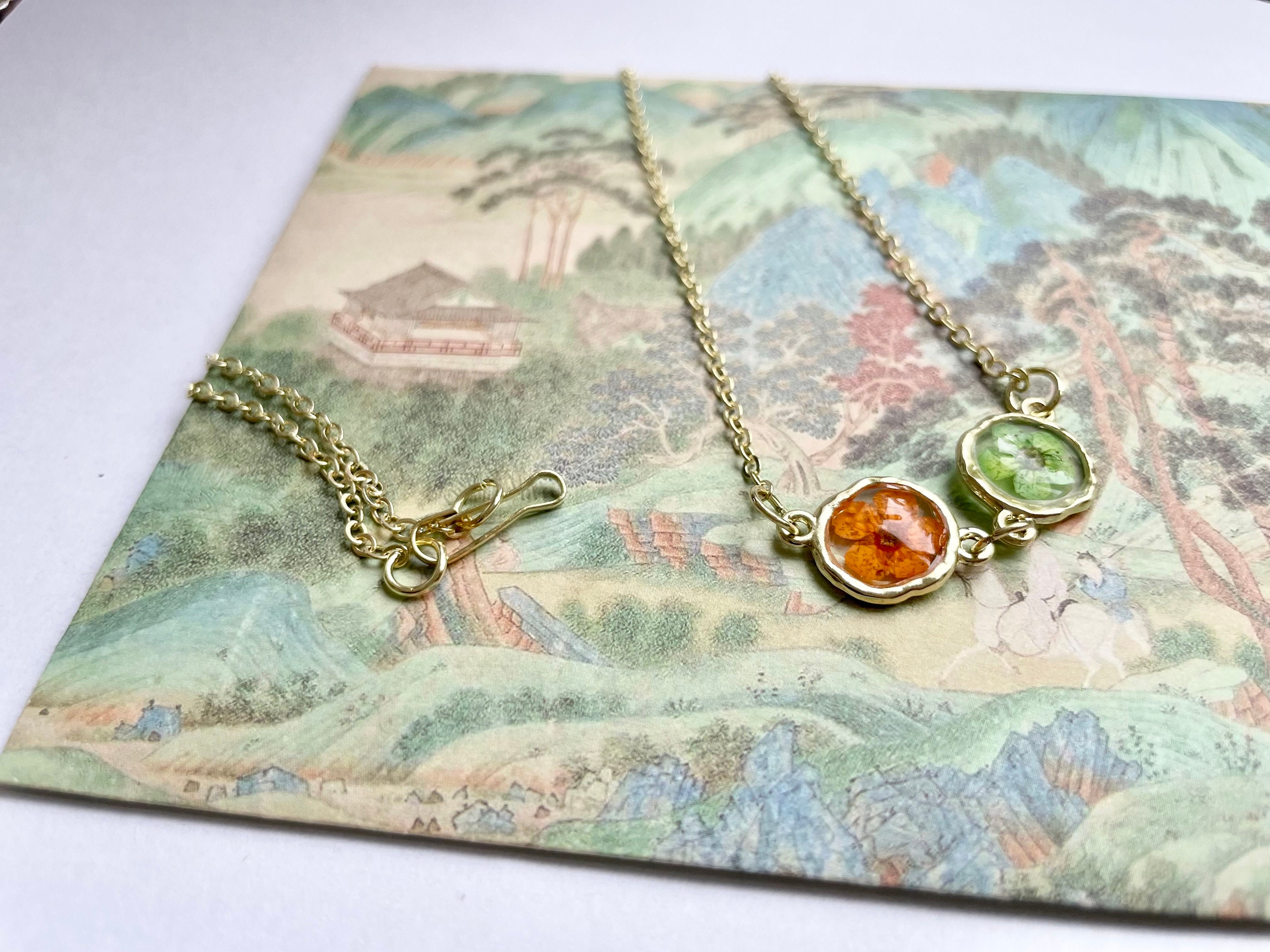 Collana Myosotis Pizzo Della Regina Anna Non Ti Scordar Di Me Resina Fiori Veri Pressati - UK