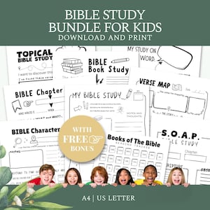 Bible Study Resource Kit for KIDS | Verse Mapping, SOAP Template & Worksheets