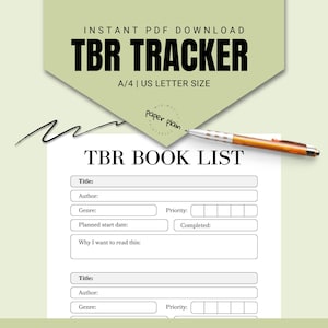 TBR Tracker | Printable Book Log & Reading Planner | Personal Library and Book Club Must-Have | Book Lover&#39;s Reading Tracker and TBR List