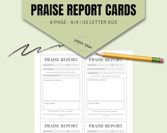 Praise Report Card – Printable Praise Cards Sheet (4 per Page) | Answered Prayer Card, Faith Journal Insert, Christian Printable