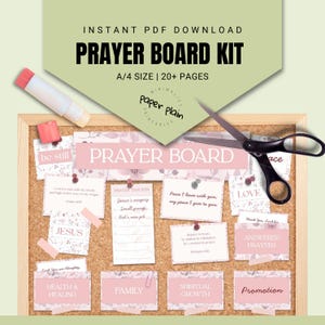 Pink Prayer Board Kit Printable | Floral Prayer Board Template | Prayer Board Kit with Envelopes | Prayer Vision Board 2025