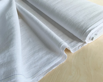 White linen fabric, Linen fabric by the meter or yard, Pure linen fabric, White fabric, Washed softened flax fabric, Natural linen fabric