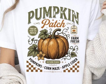 Vintage Fall Pumpkin T-Shirt, Retro Farmhouse Pumpkin Patch Graphic Tee, Cozy Autumn Harvest Outfit, Fall Apple Cider Top
