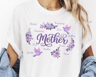 Comfort Colors® Custom Mom Shirt, Personalized Mom Shirt, Mothers Day Gift Shirt, Floral Mama Shirt, New Mommy Gift, Cool Mama Shirt