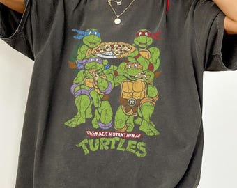 Comfort Colors Green Ninja Squad Pizza Lover Tee, Green Ninja Cartoon Adventure Shirt, 90s Nostalgia Pizza Party Tee, Hero Team Shirt