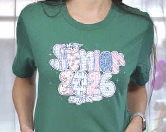 Senior 2026 Bow Shirt, Cute Graduation Tee for Girls, Pastel Floral Class of 2026 Tee, Senior Era Shirt, Preppy Graduation Shirt