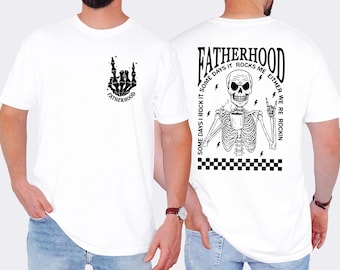 Fatherhood T-shirt, Dad T-shirt, Funny Skeleton Dad T-shirt, Halloween Dad T-shirt, Retro Skeleton T-shirt Gift for Husband, Cool Dad Club