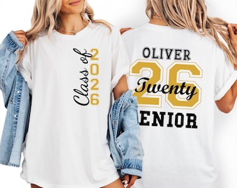 Custom Senior 2026 Graduation Shirt, Personalized Class of 2026 Tee, Retro School Spirit Tshirt, Comfort Colors Graduate 2026 Gift