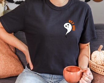 Funny Boo Ghost T-shirt- Spooky Halloween T-shirt Retro,Womens Cute Ghost T-shirt,Little Ghost T-shirt, Cute Ghost T-shirt,Halloween T-shirt