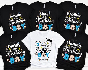 Custom Birthday Boy Family T-Shirt,Trendy Disney Birthday Party T-Shirt,Birthday Mickey Mouse Matching Family T-Shirt,Mickey Kids Party Tee