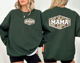 Camouflage Mama Sweatshirt, Retro Varsity Mama Sweater, Duck Camo Mother's Day Gift, Hunting Mama Sweater, Mallard Duck Sweater