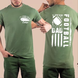 Personalized Football Dad T-Shirt; Custom Name Football Player Tee,Sports Dad,Football Tee for Him,Custom Sports Gift,Christmas Football Dad