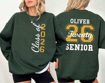 Custom Senior 2026 Graduation Sweatshirt, Personalized Class of 2026 Sweater, Retro School Spirit Sweater, Varsity Lettering Sweatshirt