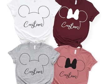 Personalized Disney Family Matching T-shirt, Custom Name Disney Vacation Trip T-shirt, Mickey And Minnie  Matching T-shirts, Disney Clothes
