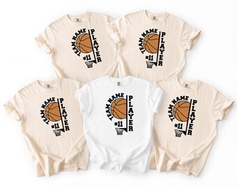 Personalized Basketball Team Shirt, Custom Player Name Tee, Comfort Colors Basketball Season Gift, Custom Youth Basketball Tee