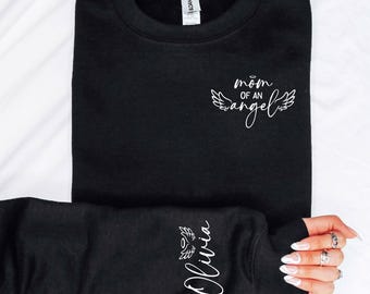 Custom Mom of an Angel Sweatshirt, Personalized Memorial Gift with Name