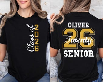 Personalized Class of 2026 Shirt, Custom Senior Year Tee, Graduation Gift for Her, Retro Varsity Senior 2026 Tee, High School Senior Shirt