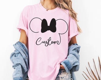 Custom Disney Family Matching T-shirt, Personalized Name Shirt, Mickey & Minnie Vacation Outfit