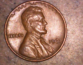 1967 Lincoln Penny No Mint Mark Errors on Coin Edge "L" in Liberty & "In God We Trust"